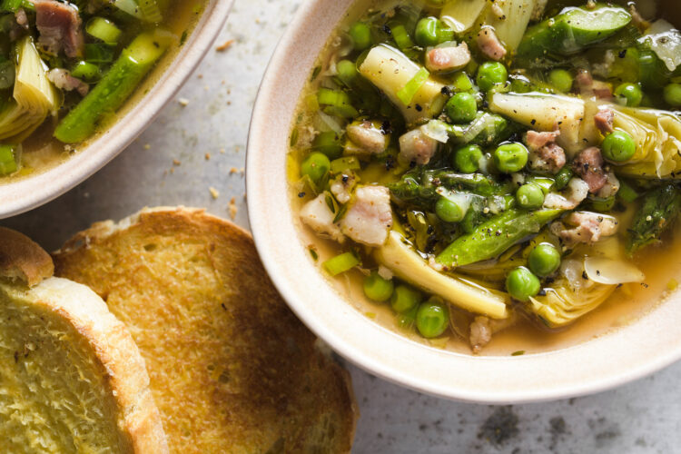Tuscan spring soup satisfies with fresh flavors